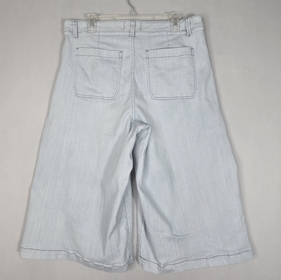 Lane Bryant Size 14 Wide Leg Crop Pinstripe Jean Culotte Capri High Rise 18" L - Picture 11 of 15